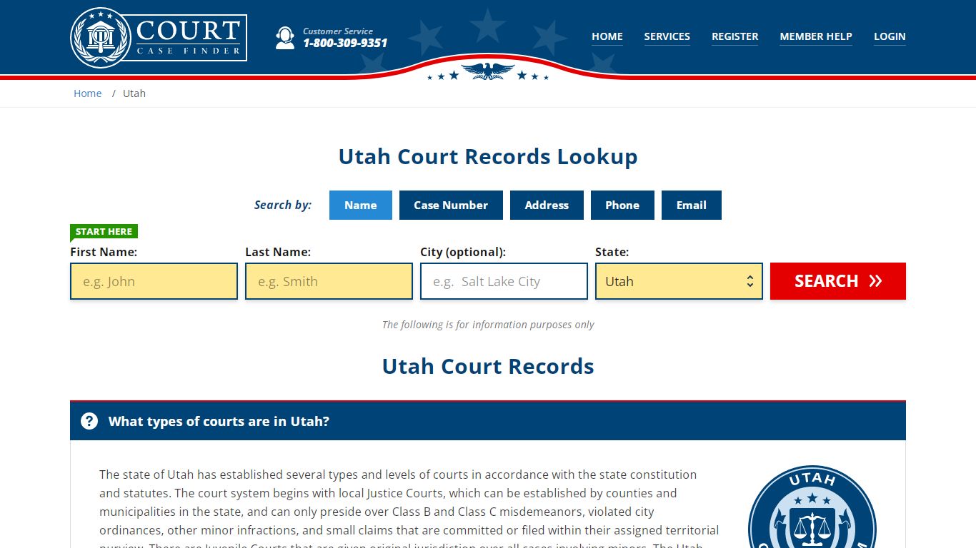Utah Court Records Lookup - UT Court Case Search - CourtCaseFinder.com